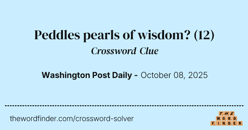 Peddles pearls of wisdom? crossword clue image