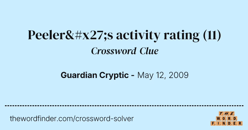 Peeler's activity rating crossword clue image