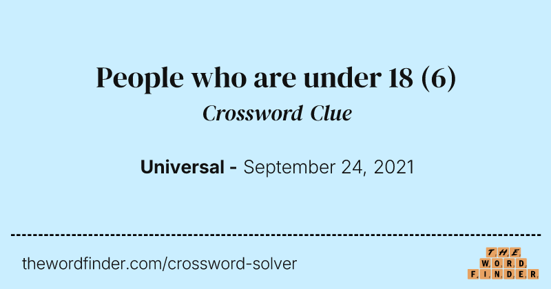 People who are under 18 crossword clue image