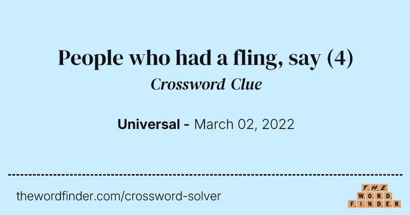 People who had a fling, say crossword clue image