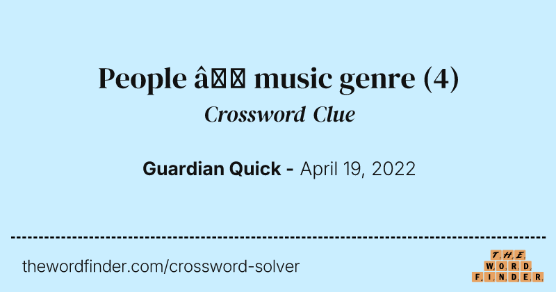 People — music genre crossword clue image
