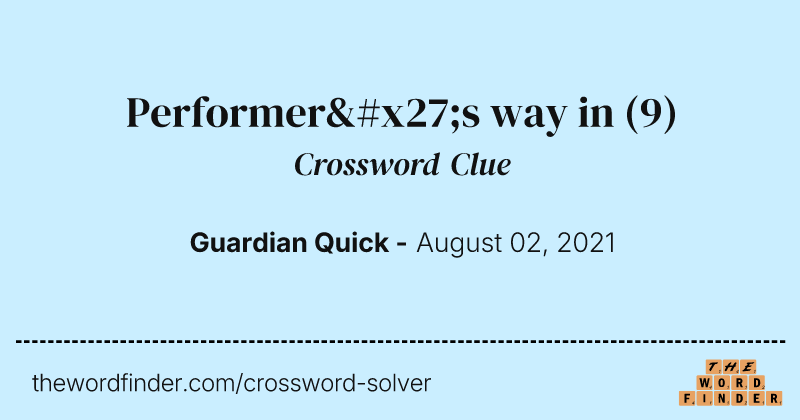Performer's way in crossword clue image