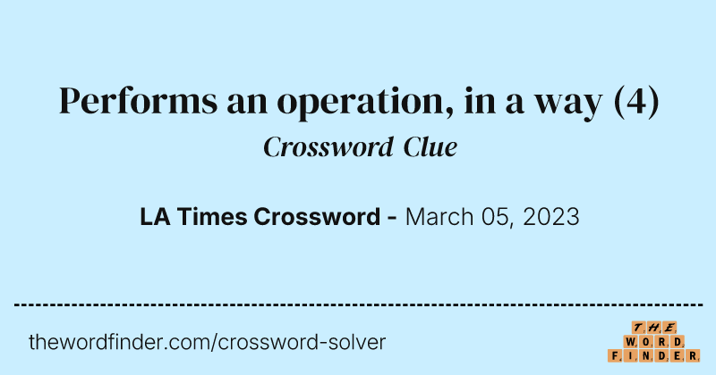 Performs an operation, in a way crossword clue image