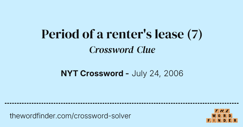 Period of a renter's lease crossword clue image