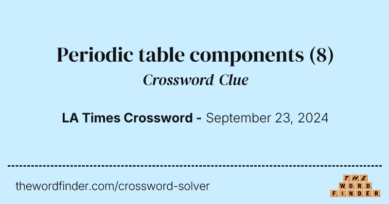 Periodic table components crossword clue image