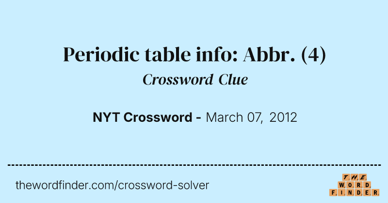 Periodic table info: Abbr. crossword clue image
