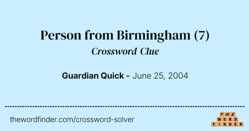 Person from Birmingham crossword clue image