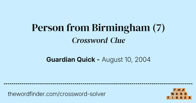 Person from Birmingham crossword clue image