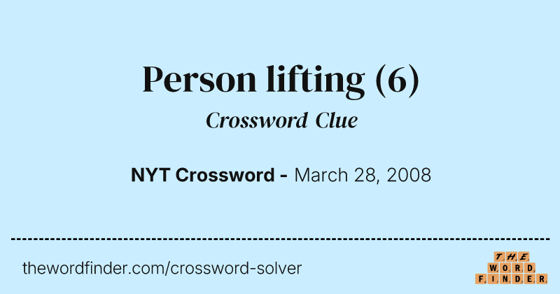 Person lifting crossword clue image