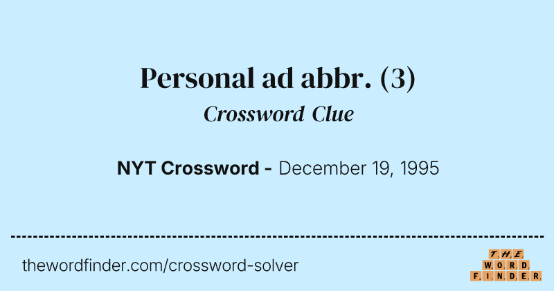 Personal ad abbr. crossword clue image