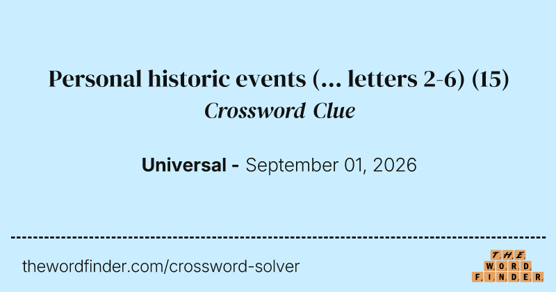 Personal historic events (... letters 2-6) crossword clue image