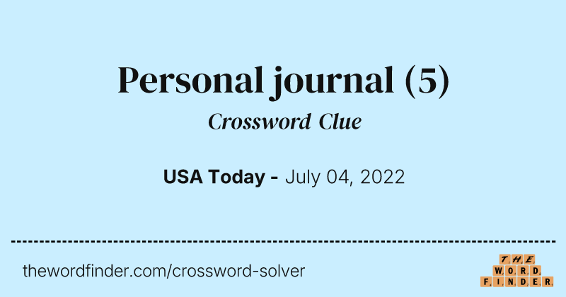 Personal journal crossword clue image