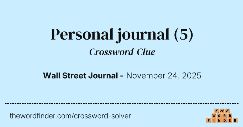 Personal journal crossword clue image
