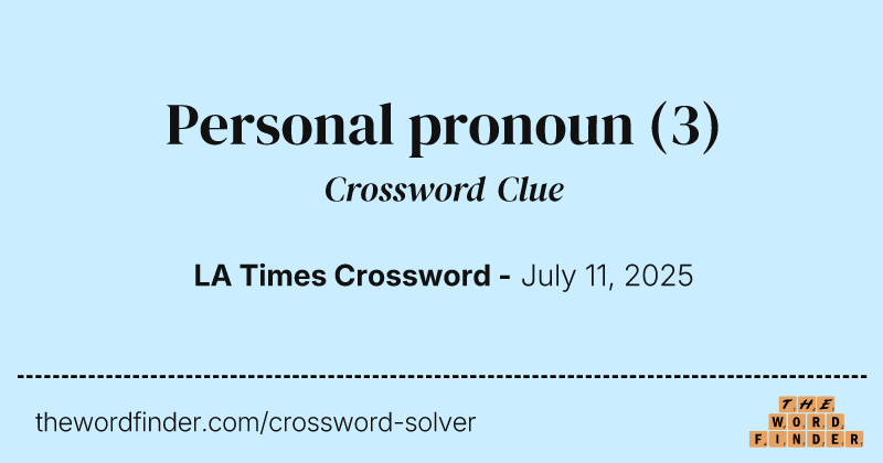Personal pronoun crossword clue image