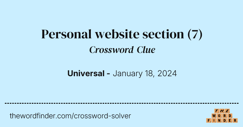 Personal website section crossword clue image