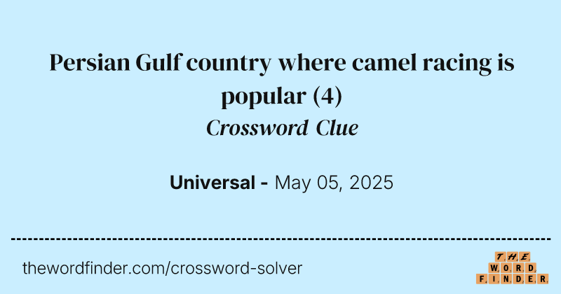 Persian Gulf country where camel racing is popular crossword clue image