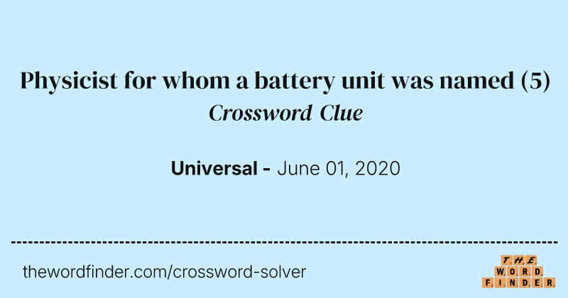 Physicist for whom a battery unit was named crossword clue image