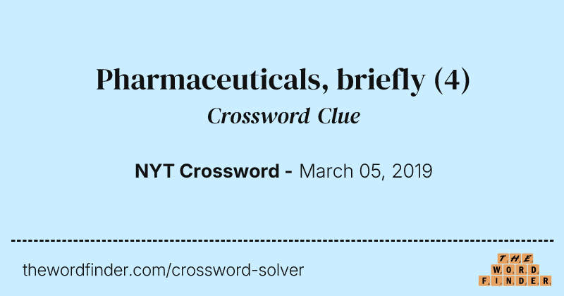 Pharmaceuticals, briefly crossword clue image