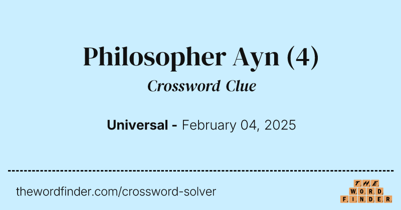 Philosopher Ayn crossword clue image