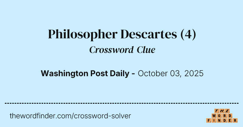 Philosopher Descartes crossword clue image