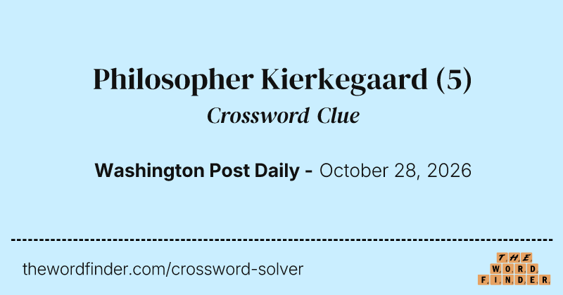 Philosopher Kierkegaard crossword clue image