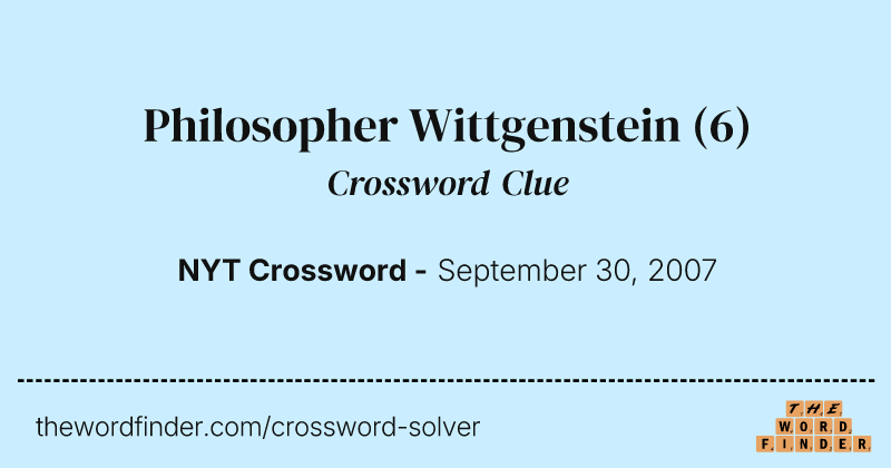 Philosopher Wittgenstein crossword clue image