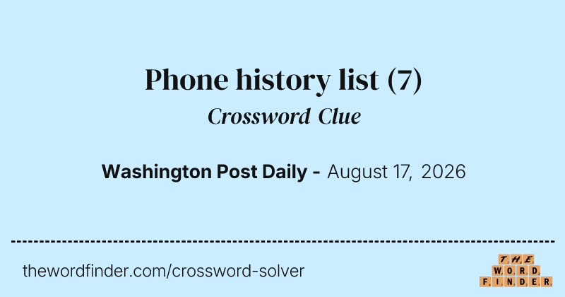 Phone history list crossword clue image