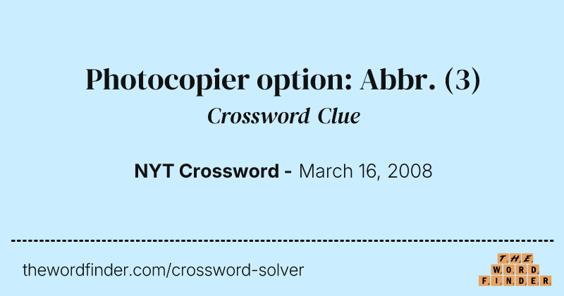 Photocopier option: Abbr. crossword clue image