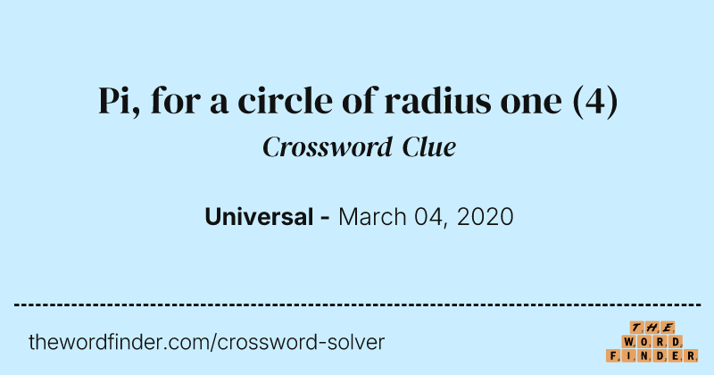 Pi, for a circle of radius one crossword clue image