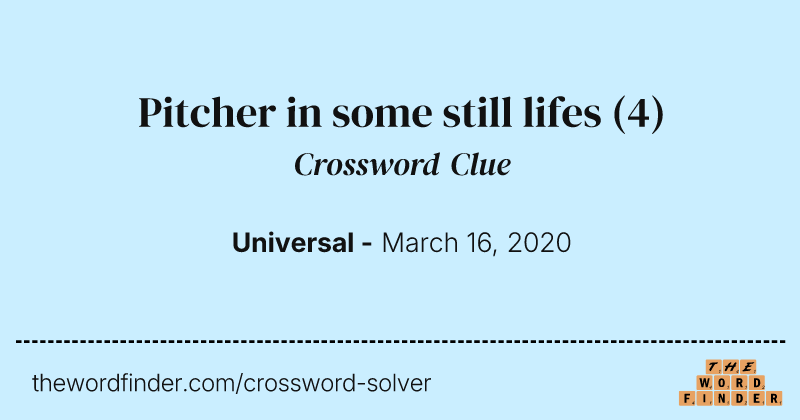 Pitcher in some still lifes crossword clue image