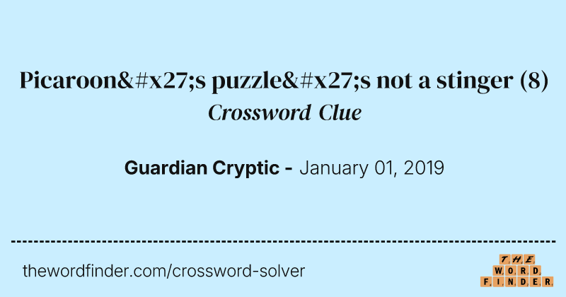 Picaroon's puzzle's not a stinger crossword clue image