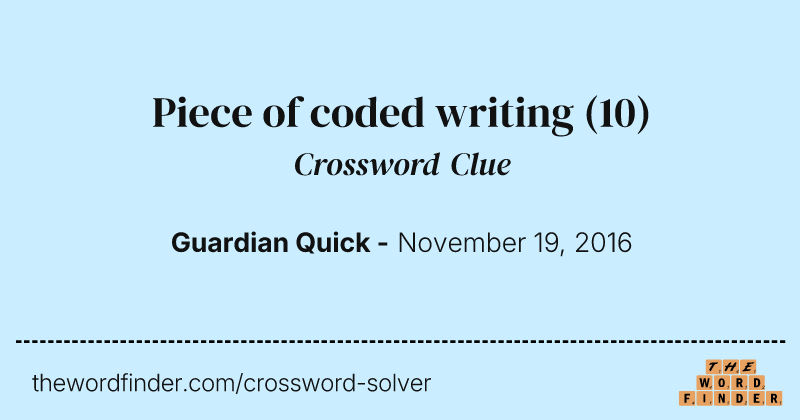 Piece of coded writing crossword clue image