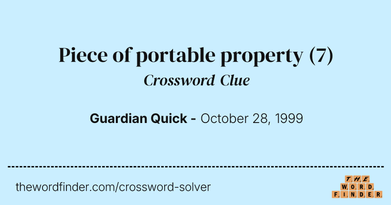 Piece of portable property crossword clue image