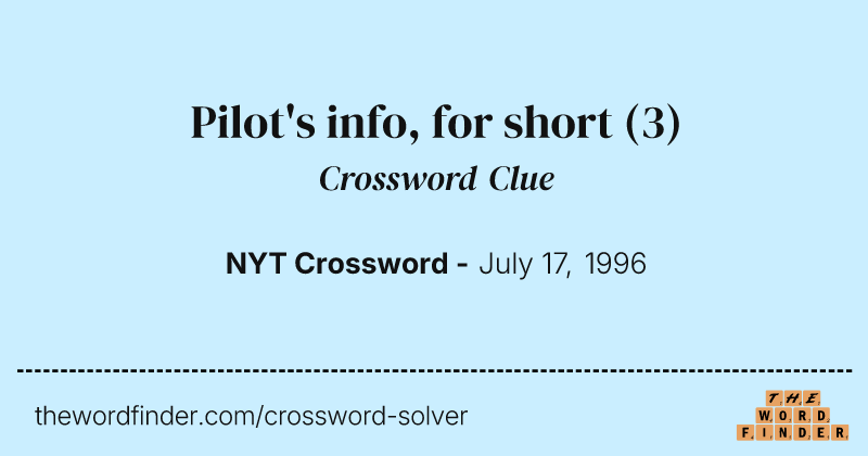 Pilot's info, for short crossword clue image