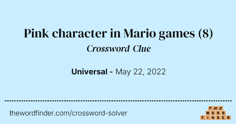 Pink character in Mario games crossword clue image