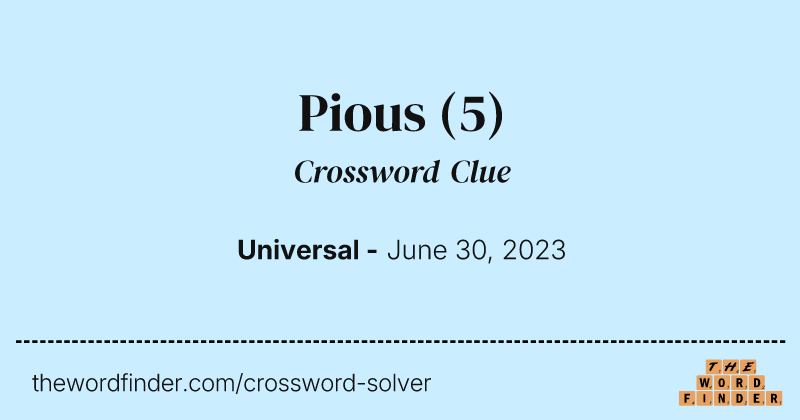 Pious crossword clue image