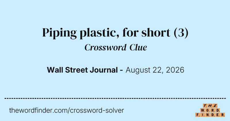 Piping plastic, for short crossword clue image