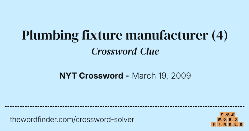 Plumbing fixture manufacturer crossword clue image