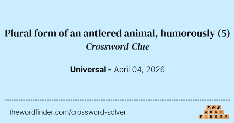 Plural form of an antlered animal, humorously crossword clue image