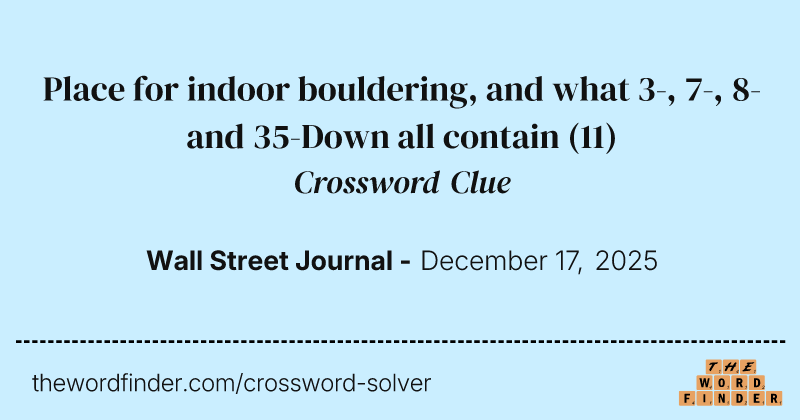 Place for indoor bouldering, and what 3-, 7-, 8- and 35-Down all contain crossword clue image