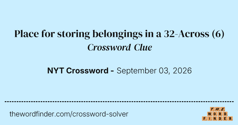 Place for storing belongings in a 32-Across crossword clue image