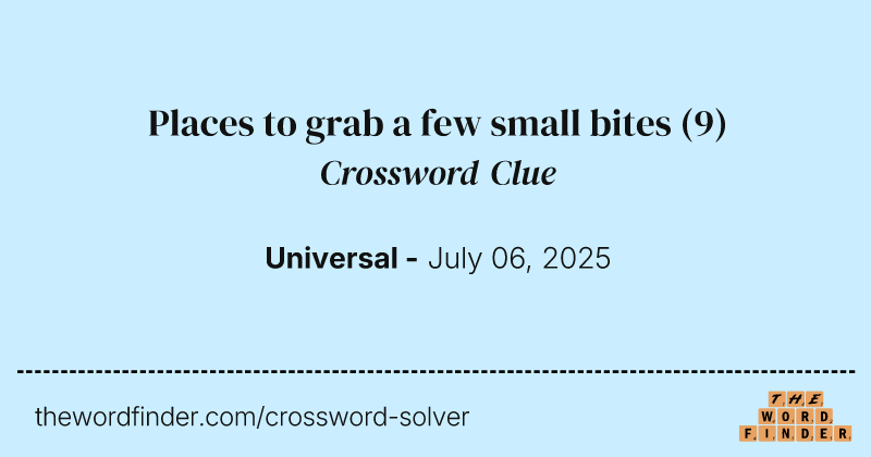 Places to grab a few small bites crossword clue image