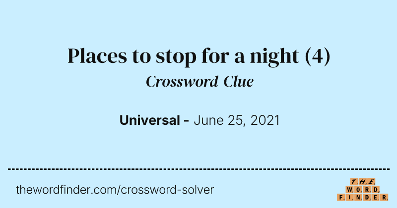 Places to stop for a night crossword clue image