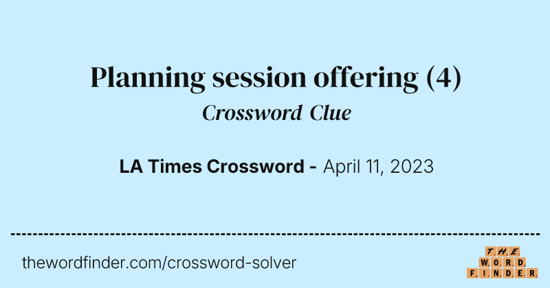 Planning session offering crossword clue image