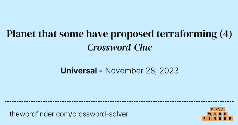 Planet that some have proposed terraforming crossword clue image