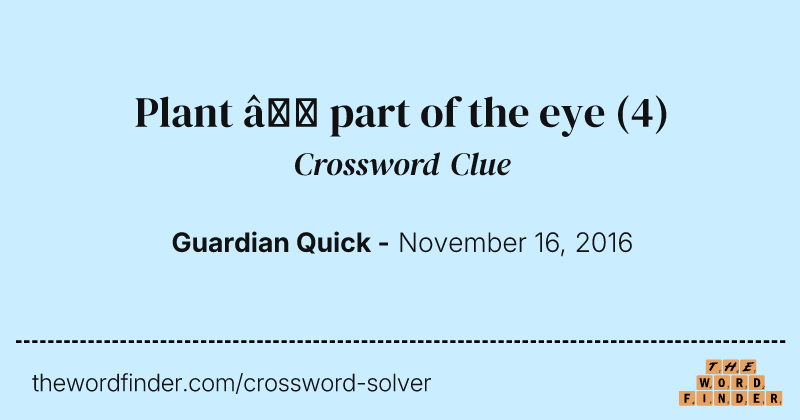 Plant — part of the eye crossword clue image