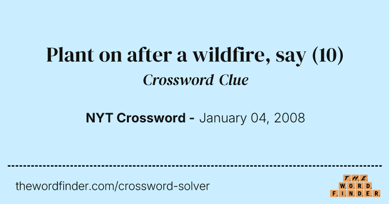 Plant on after a wildfire, say crossword clue image