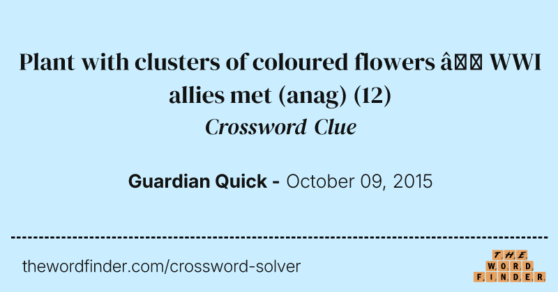 Plant with clusters of coloured flowers — WWI allies met (anag) crossword clue image