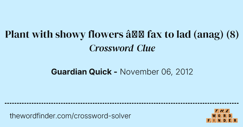 Plant with showy flowers — fax to lad (anag) crossword clue image