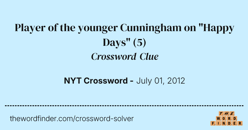 Player of the younger Cunningham on "Happy Days" crossword clue image